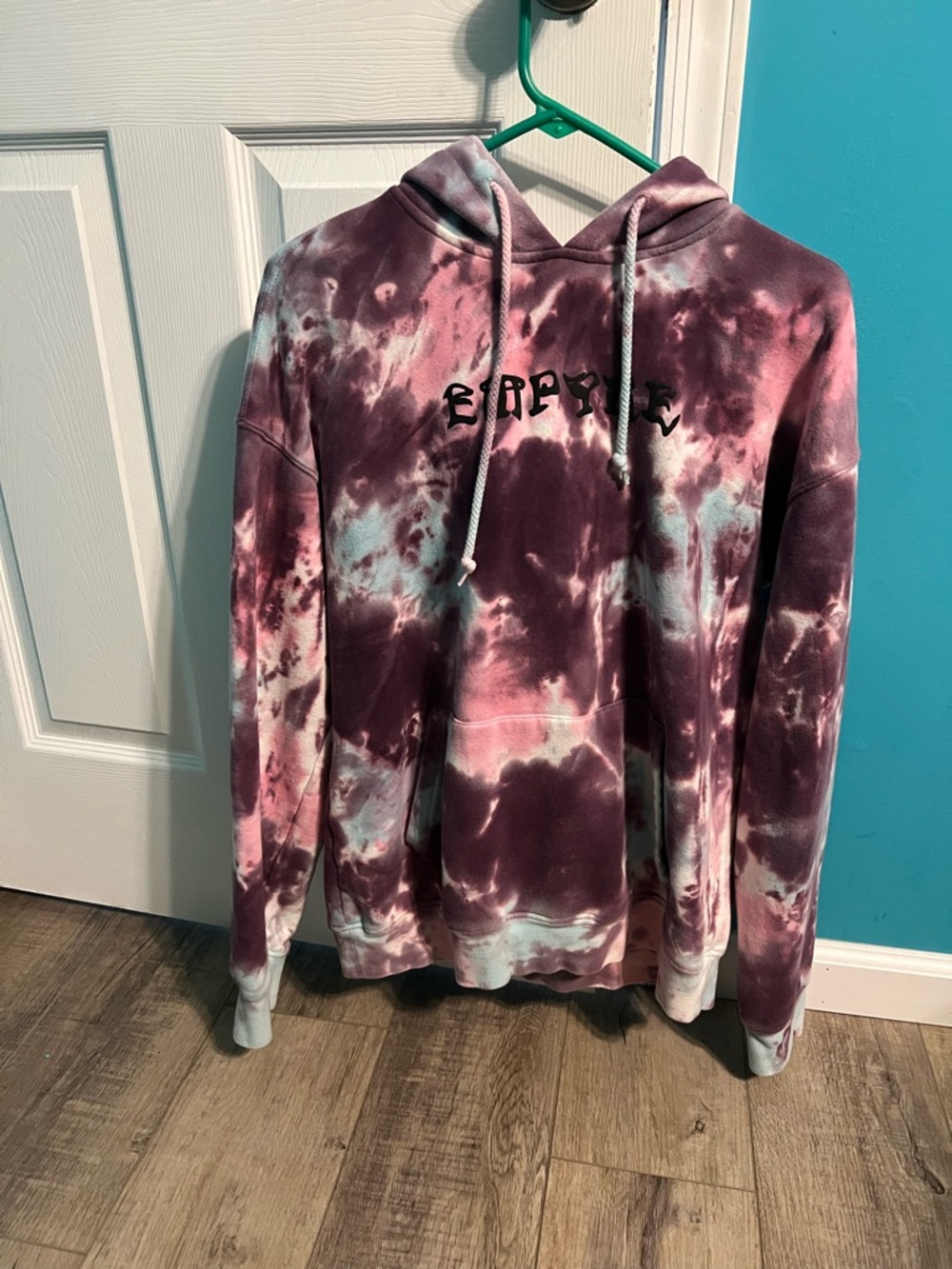 Empyre Pink and White Tie-Dye Hoodie with Drawstring. Unisex